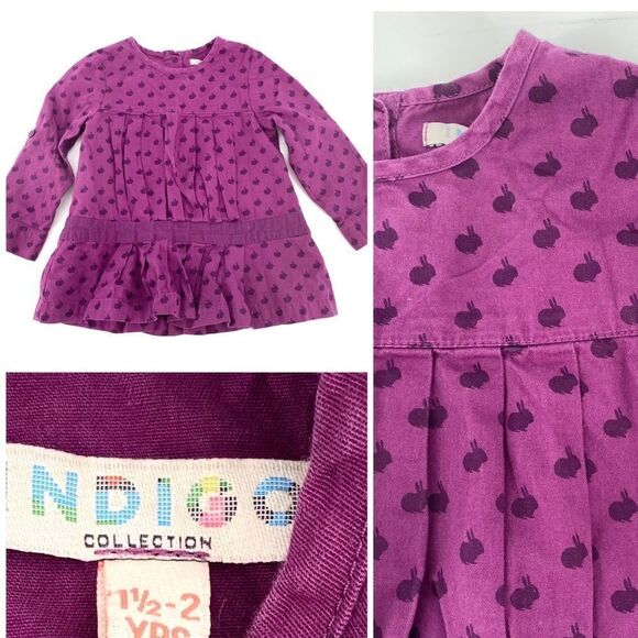 Indigo Collection Girls Pleated Bunny Rabbit Ling Sleeved Top Shirt Size 2 years - Picture 1 of 7